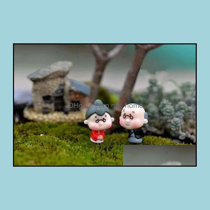 Mini Grandma Grandpa Ornament Doll Figurines Miniature Fairy Garden Gnome Decoration Moss Terrarium Accessories Handmade Crafts DIY