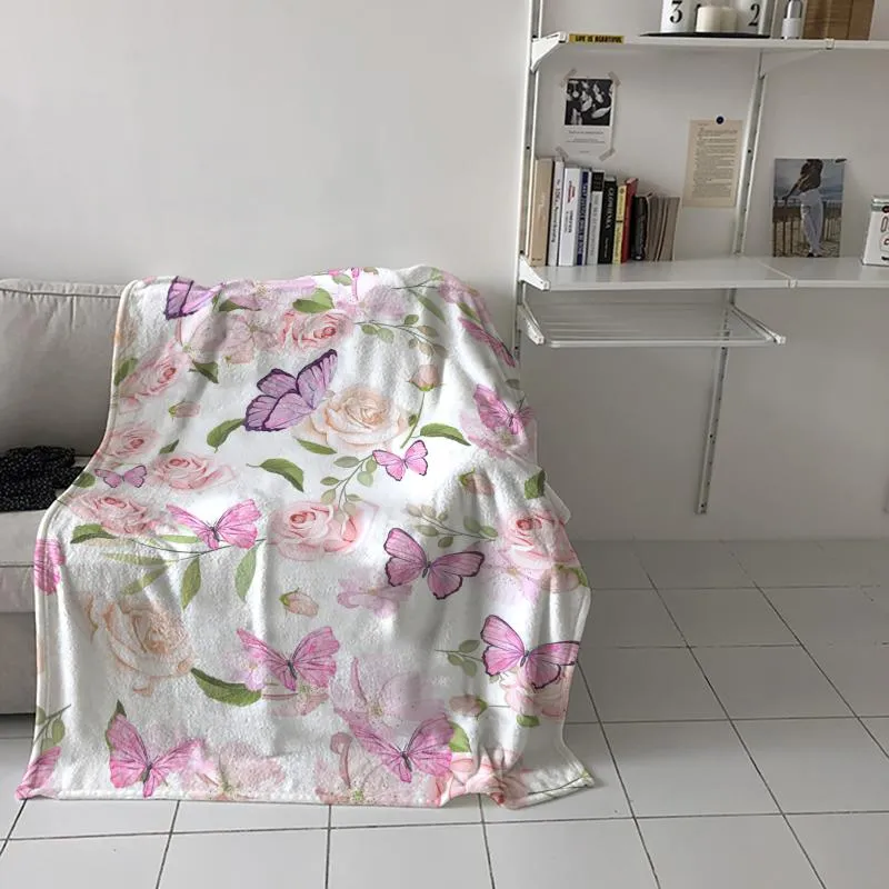 毛布の寝室の暖かい春の花蝶ソファーの子供のスロー子供赤ちゃん柔らかい飛行機ポータブル毛布