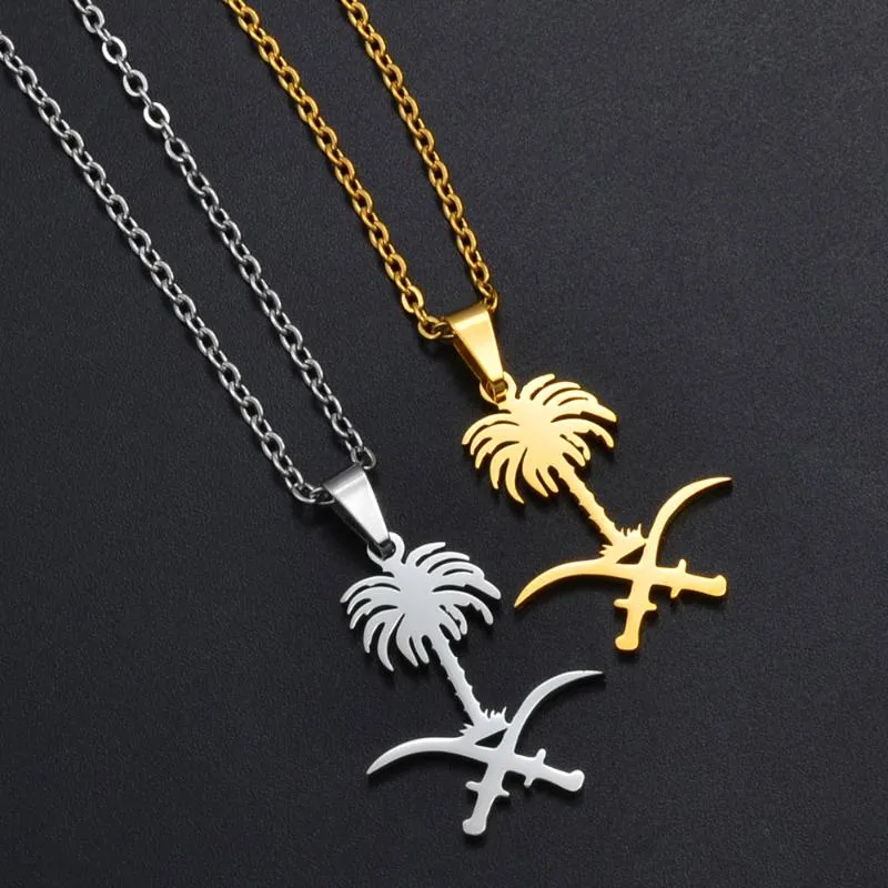 Pendant Necklaces Anniyo Saudi Arabia National Emblem Symbol Necklace Kingdom Of Charm Jewelry Women Girls #268921