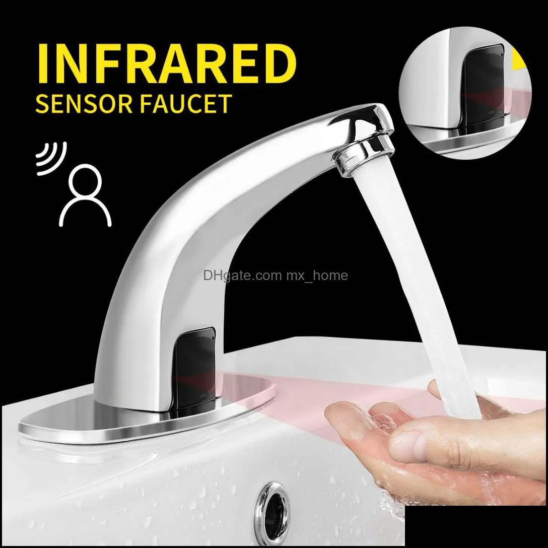 Bathroom Automatic Infrared Sink Hands Touchless Free Faucet Sensor Tap Cold Water Saving Inductive Electric Basin Faucet Mixer