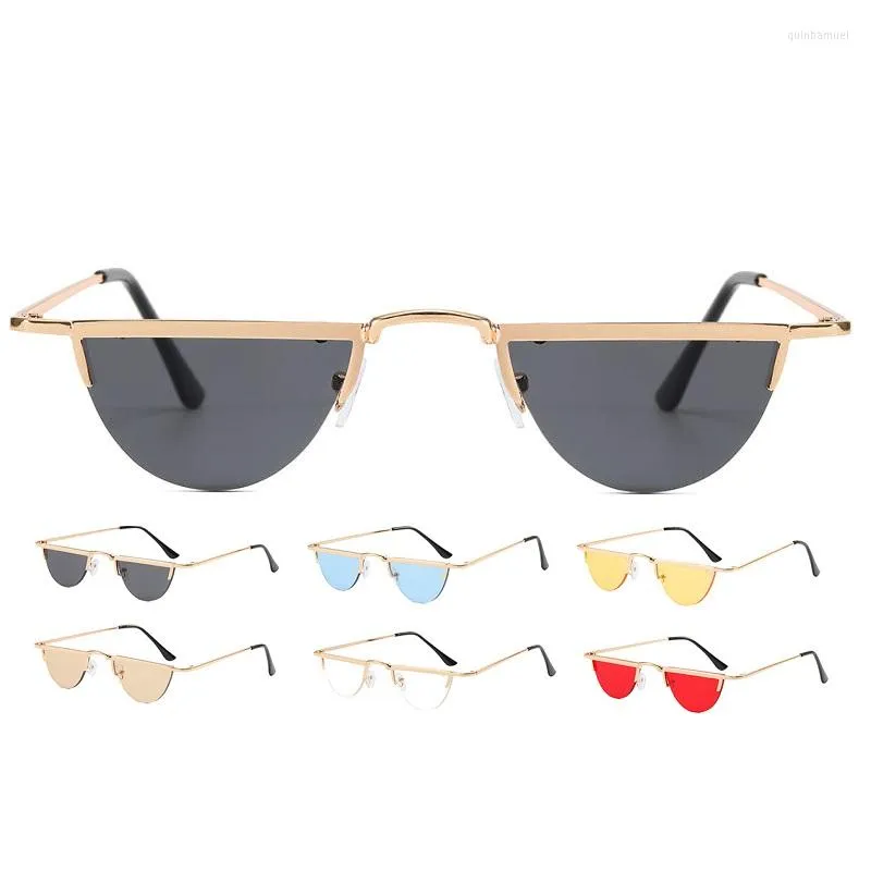 Sonnenbrille Hohe Qualität Retro Metall Schöne Funky Kleine Halbrahmen Halbkreis UV-Schutz Sonnenbrille Für Männer Frauen Sonnenbrillen