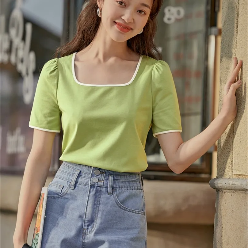 INMAN Summer Womens Tshirt Short Sleeve Woman Clothes Versatile Stripe Top Women Kawaii Polo Lapel Fashion Woman Blouses 220527