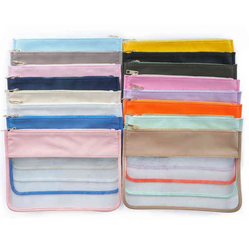 Letter Patches Transparent PVC Cosmetic Bag Clear Travel Make up Cosmetic Bag Pouches Snacks Bag Organizer Factory Direct Sell H220429