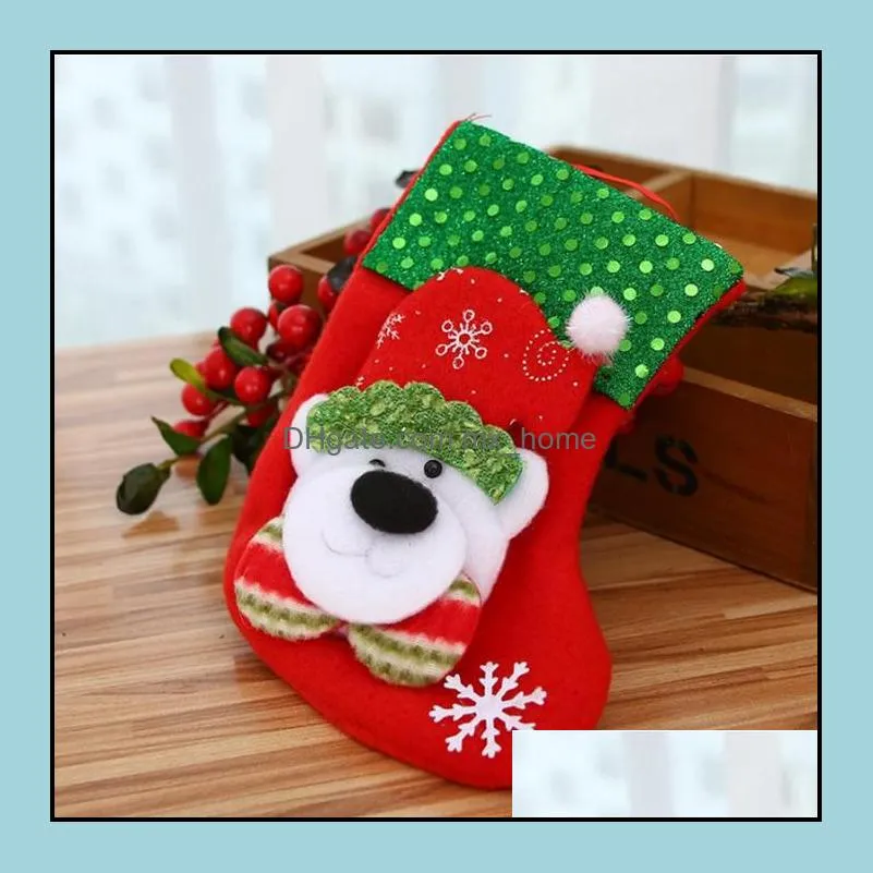 christmas decorations hanging socks cute candygift bag snowman santa claus deer bear stocking for xtmas tree decor pendant yhm03 zwl