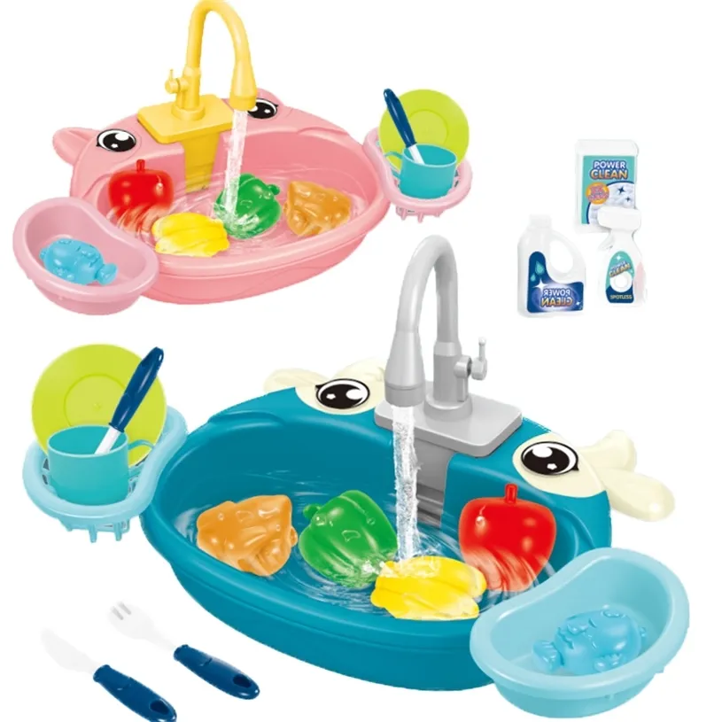 Kids Mini Sink Kitchen Toy Set Dishwashing Simulated Educational Play