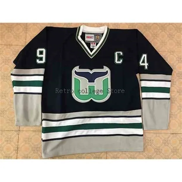 Nik1 94 BRENDAN SHANAHAN Hartford Whalers Hockey Jersey Embroidery Stitched Customize any number and name Jerseys