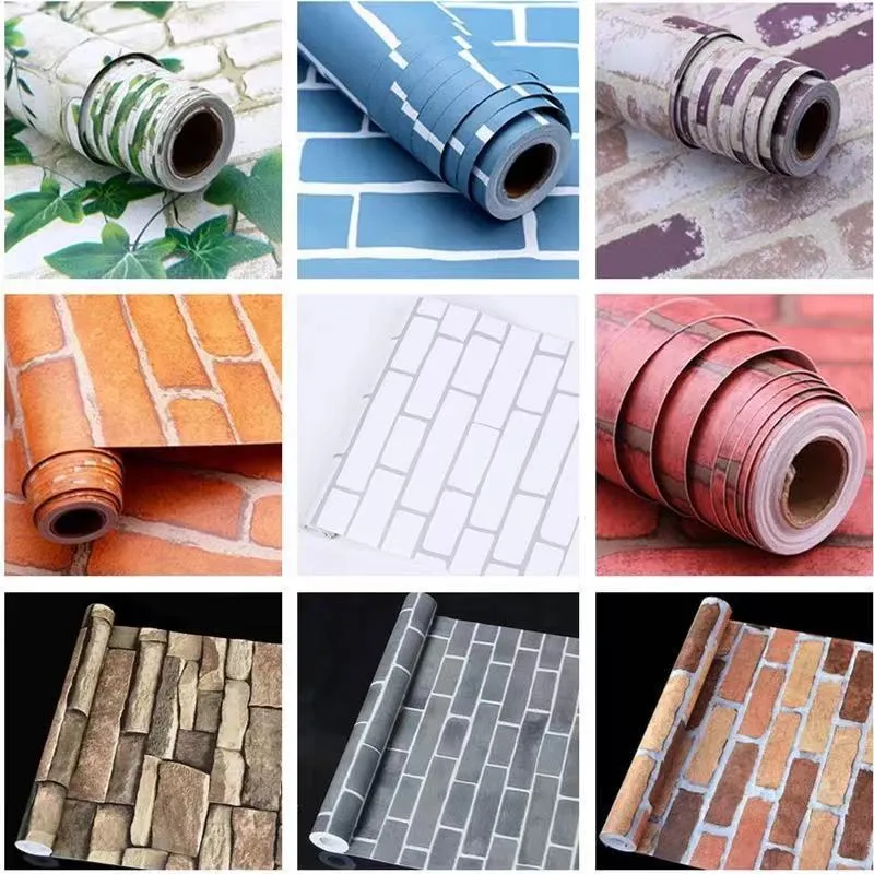 Brick Pattern Vinyl Home Waterproof Wallpapers Self-Adhesive Papel De Pared Wallpaper 3d Wall Stickers DIY Room Decor 220512