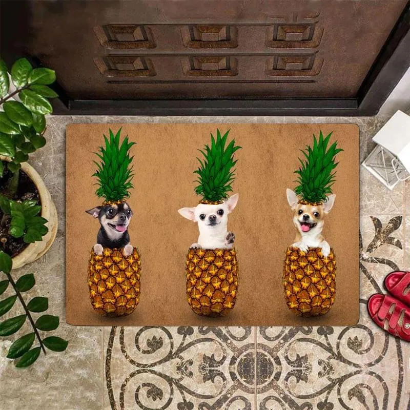 Teppiche Clocl Ananas Muster Teppich Haustier Hund Chihuahua Fußmatte 3D Druck Rutschfeste Absorbierende Teppich für Badezimmer Teppiche Home Wohnzimmer