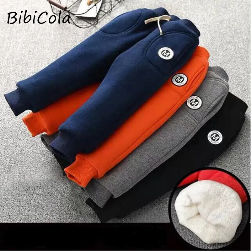 BibiCola Baby Pants Thick Winter Baby Child Trousers Star Pants Children Leggings Kids Thick Velvet Pants Boys Warm Trousers 220803