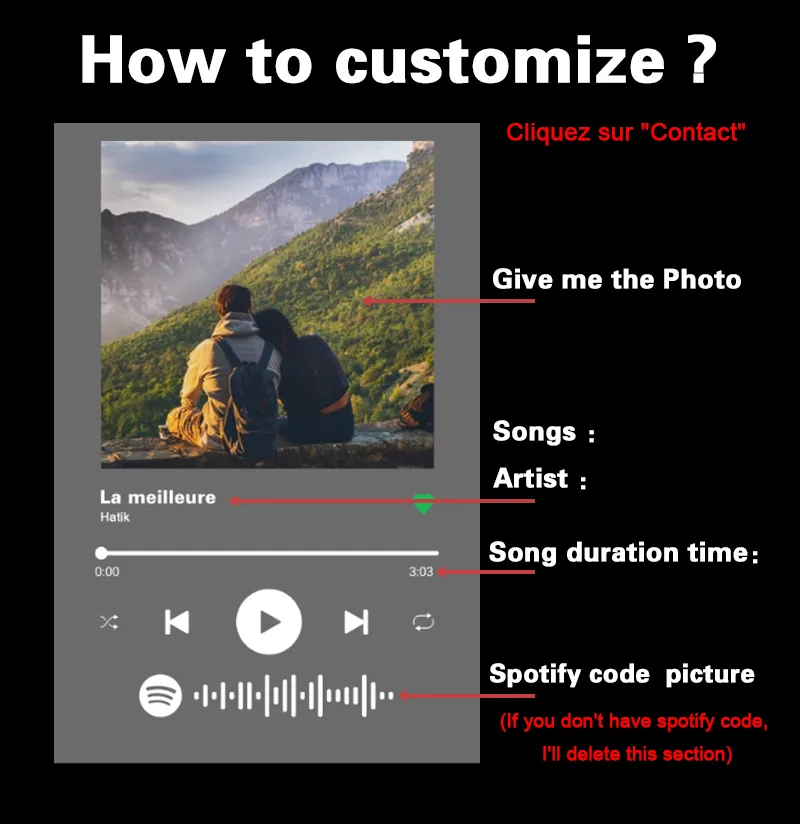 Personnalisé Spotify Code Acrylique Musique Conseil Bois Base