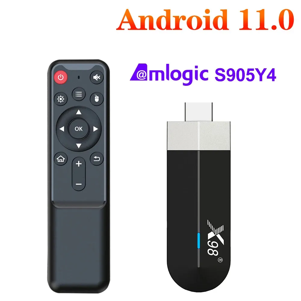 X98 S500 AV1 Android 11 TV 스틱 4GB 32GB Amlogic S905Y4 Quad Core 4K 60fps H.265 Wi -Fi Bt YouTube X98 동금 2G16G 상단 상단 상단