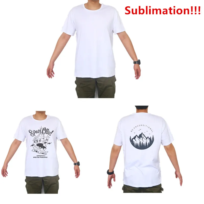 Sublimatie Blanco T-shirt Wit Polyester Shirts Sublimatie Korte Mouw T-shirt voor DIY Crew hals Kleding XL 2XL 3XL