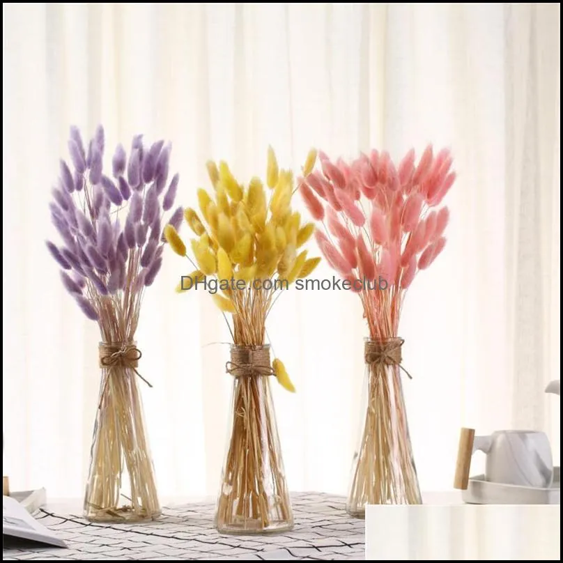 Decorative Flowers & Wreaths 30/60/100Pcs Dried Natural Flower Bouquets, Real Tail Grass&Lagurus Ovatus For Home Garden Coloful,Festi