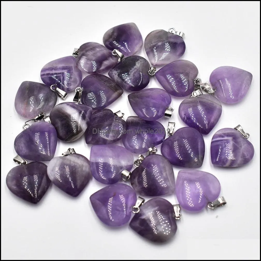 20mm love stone bead pendant charm natural stone stripe amethyst diy jewelry making lady gift