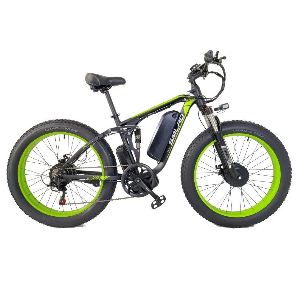 NY SMLRO V3 DUBBEL MOTOR FULL Suspension Electric Bicycle 48V17.5An Samsung Battery 2000W Ebike 7 Speed ​​Fat Däck Elektrisk cykel