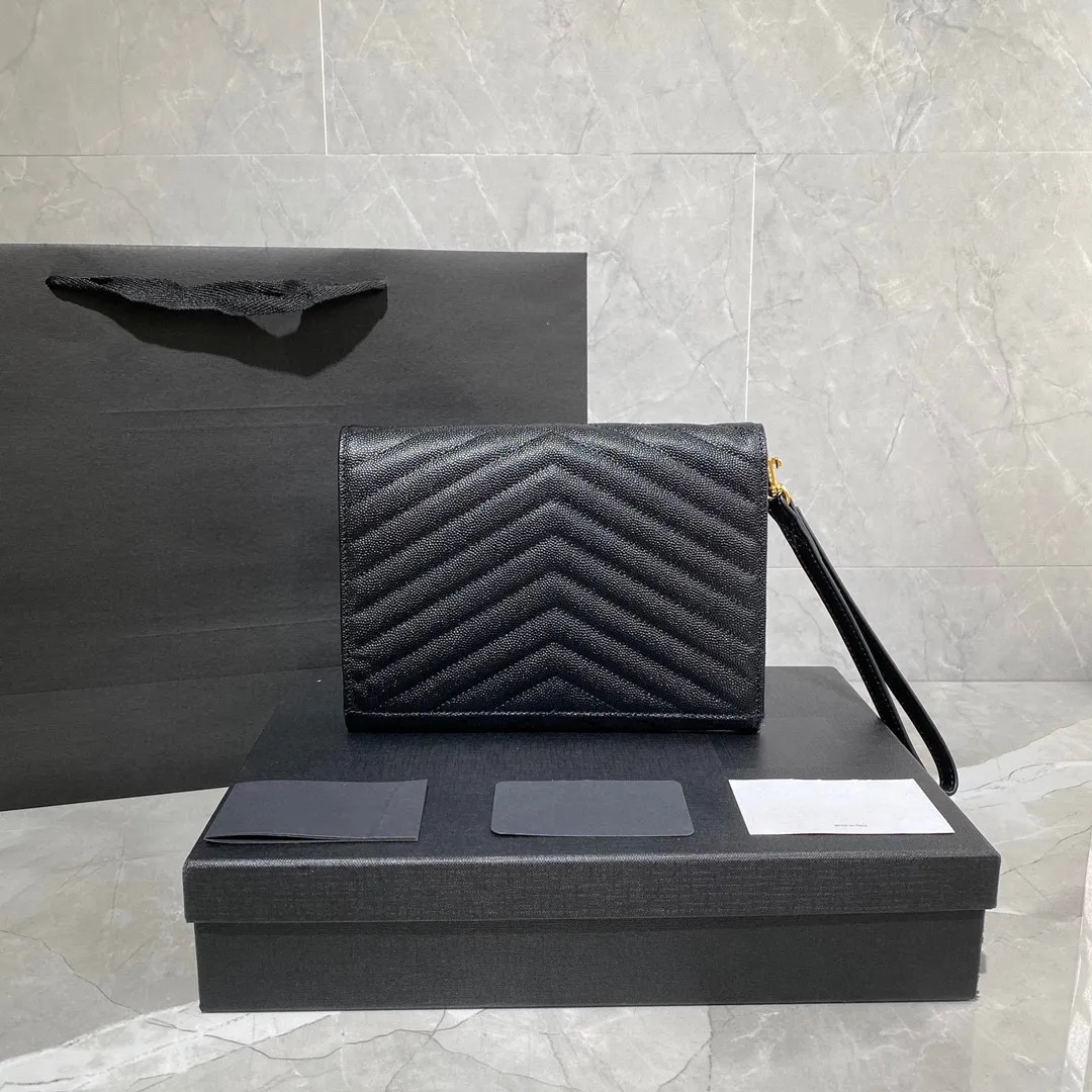 Women s Real Leather Envelope Clutch Bag with Wrist Strap Classic Purse Designer Handbag for Versatile Occasions