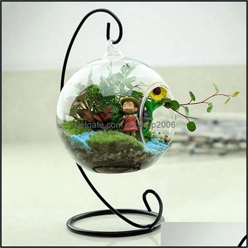 micro landscape ecological bottle iron frame without vases wrought irons hanging plant flower stand wedding home decoration supplies
