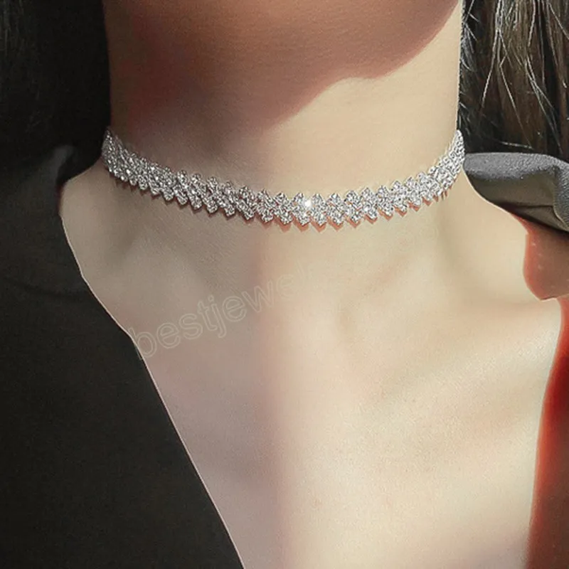 Delicate Jewelry Fashion Choker Necklace Trend High Quality Shiny Crystal Necklace For Celebration Gifts