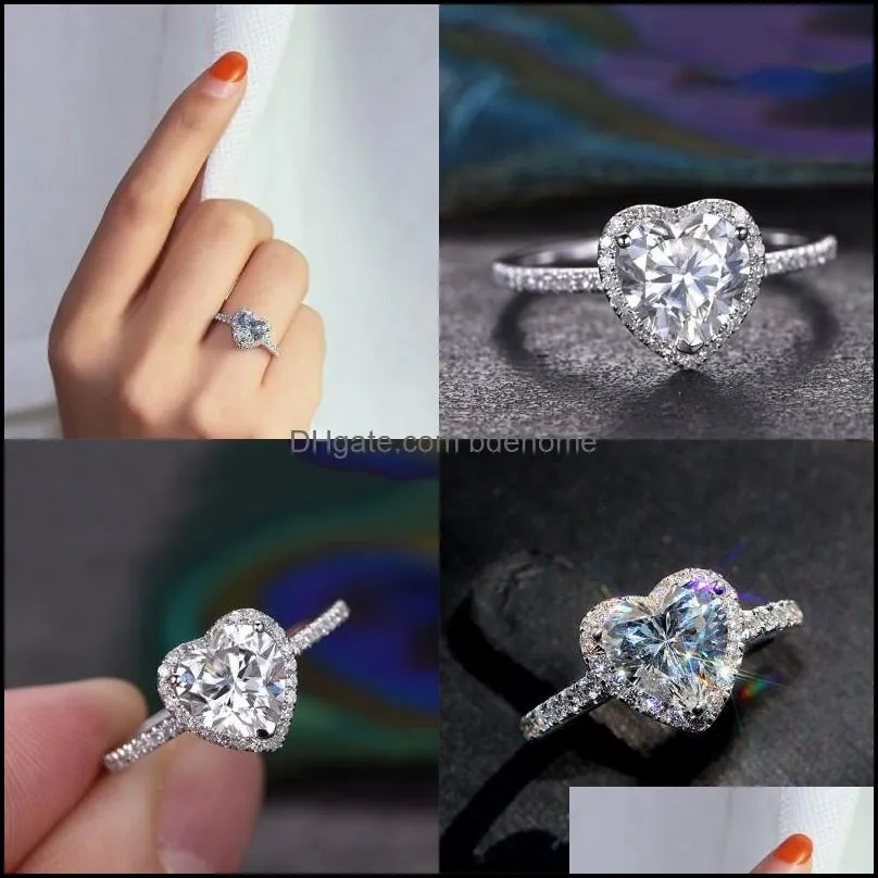 Wedding Rings Victoria Wieck Classical Luxury Jewelry 925 Sterling Silver Pear Cut White Topaz CZ Diamond Promise Eternity Wedding Heart Ring Women 41