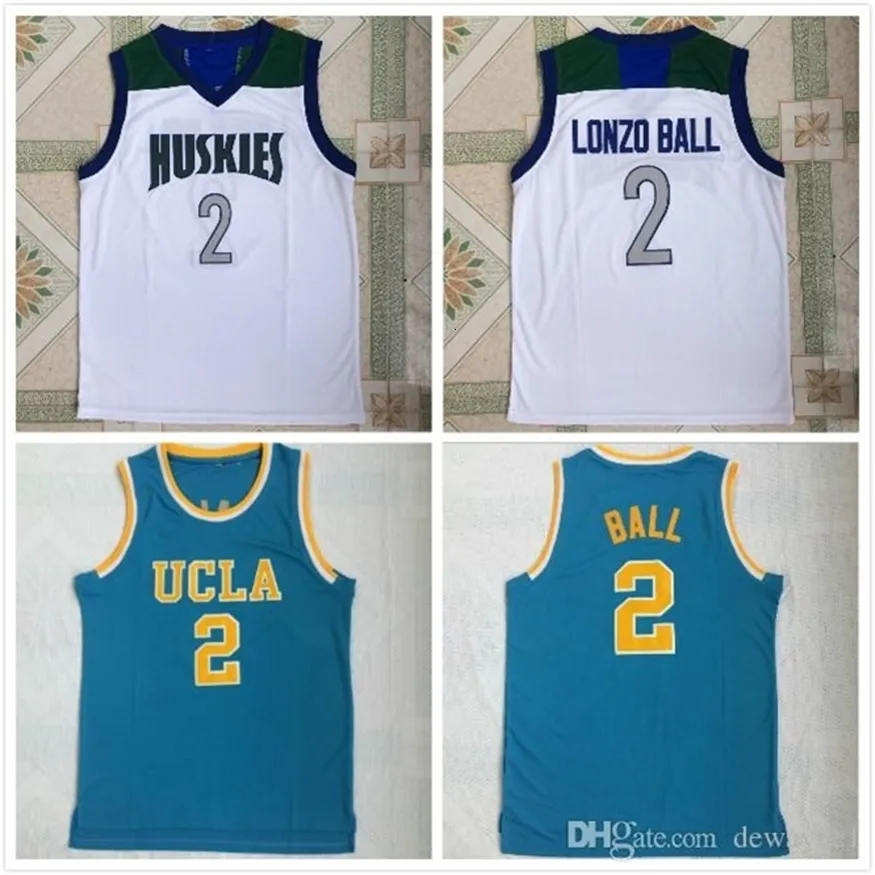 Nikivip Man UCLA College 2 Huskies Jersey 2 Lonzo Ball 고등학교 농구 유니폼 스포츠 스티치 유니폼