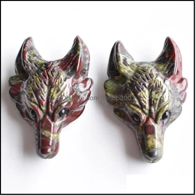 pendant necklaces wholesale 2pcs/lot fashion natural lapis lazuli carved wolf head shape pendants for necklace jewelry making