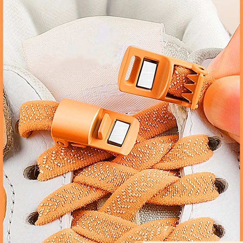 Lacci con chiusura magnetica senza lacci Sneakers per lacci delle scarpe Lacci elastici senza allacciatura Lacci per scarpe per bambini per adulti Quick Flat Elastici 220713