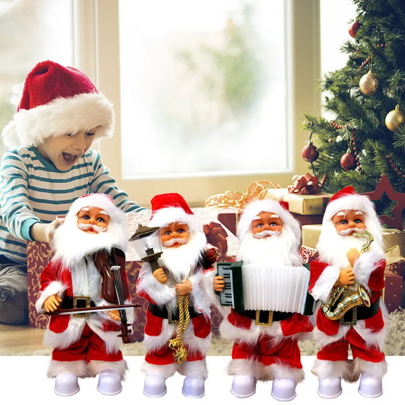Şarkı Söyleme ve Hareket Eden Noel Oyuncakları Süsler Noel Baba Doll Yıl Noel Dekorasyonları Ev Navidad F7 201027