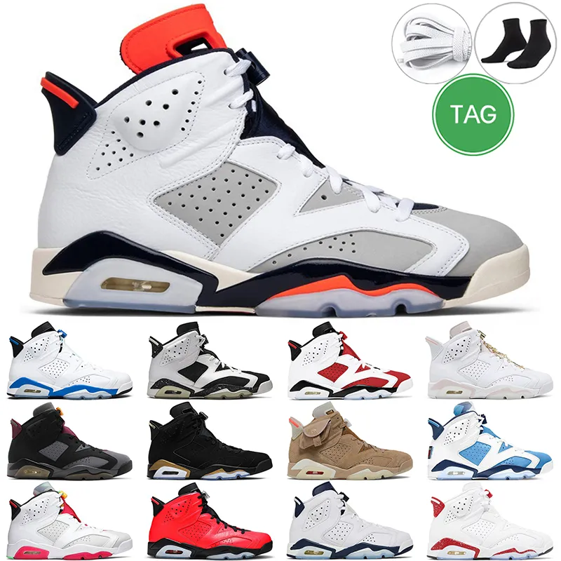 6s men basketball shoes 6 Red Oreo University Blue Olive British Tinker Khaki Black Cat Grey Midnight Navy Gold Bordeaux Infrared outdoor sports mens trainer