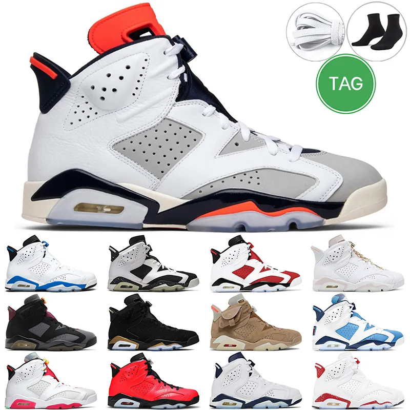 6s homens tênis de basquete 6 Red Oreo University Blue Olive Britânico Tinker Khaki Black Cat Grey Midnight Navy Gold Bordeaux Infravermelho esportes ao ar livre masculino treinador