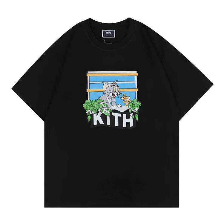 Överdimensionerad 2022 New Kith Tokyo Shibuya T Shirt Men Kvinnor Högkvalitativa gatuutsikt Trycktröjor Tee Tops Rose Omoroccan Tile Tees T-shirt 18