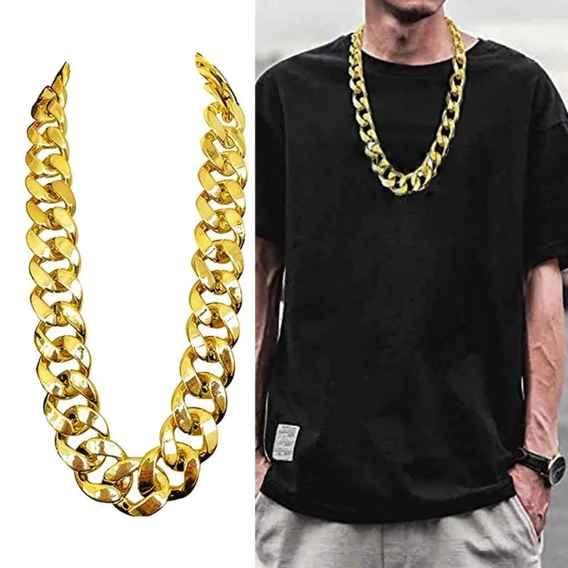 Chains Big Chunky Plastic Chain Faux Gold Exaggerated Necklace Creative Hip Hop Turnover For Rapper Costume PropsChains