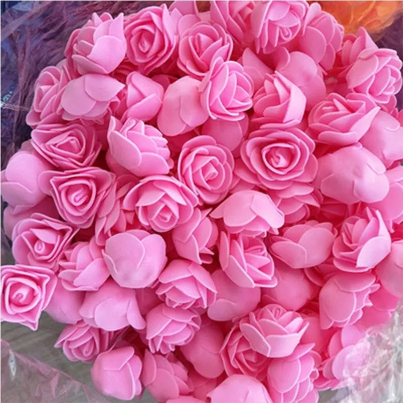 500pcs 3cm Mini Artificial PE Foam Rose Flower Heads For Wedding Home Decoration Handmade Fake Flowers Ball Craft Party Supplies 220527