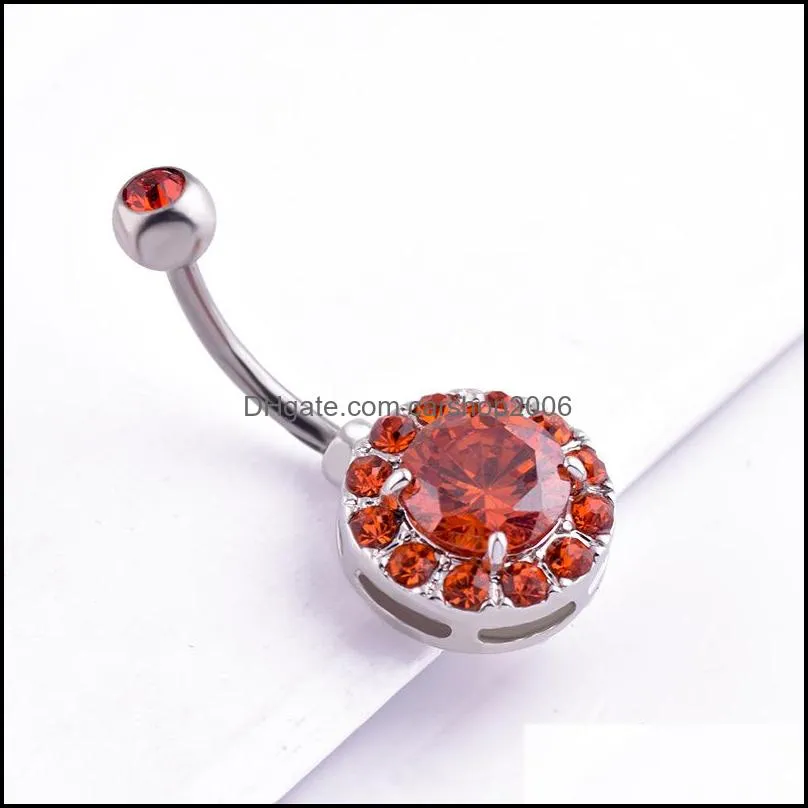 stainless steel belly dangle ring cz diamond bell button navel rings simple design rhinestone body piercing fashion jewelry wholesale