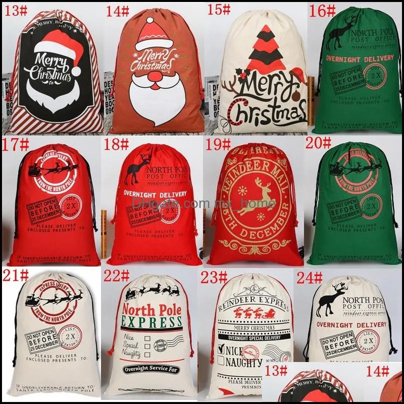 Christmas Gift Bags sets Large Organic Heavy Canvas Bag Santa Sack Drawstring backpack With Reindeers for kids gifts