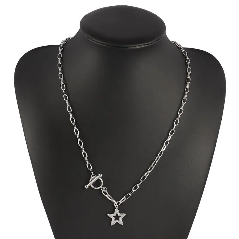 Pingente colares de aço inoxidável Chocker estrela colar de moda fêmea gargantilha simples senhoras pentagon-star para mulheres boho jóias presentes
