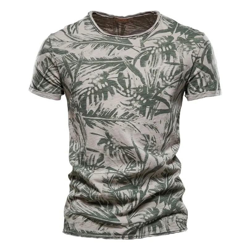 AIOPESON Hawaii Style 100% coton T-Shirt hommes col rond imprimé chemise vêtements décontractés été haute qualité 's t-shirts 220325