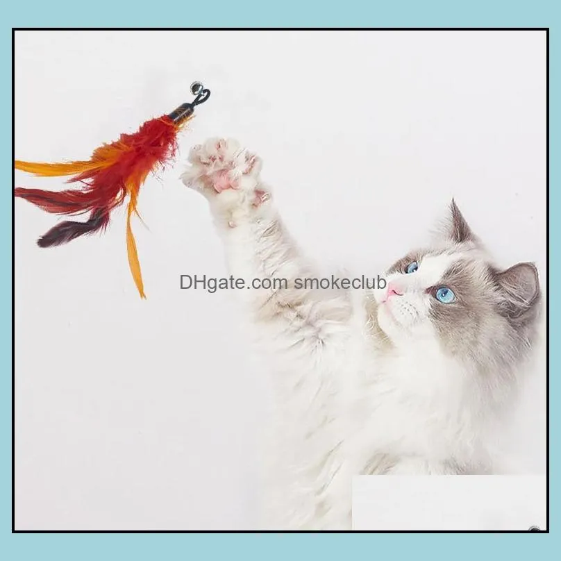 Cat Toys Supplies Pet Home & Garden Teasing Feather Replacement Options Plastic Stick Bell Toy Drop Delivery 2021 P0Bsc