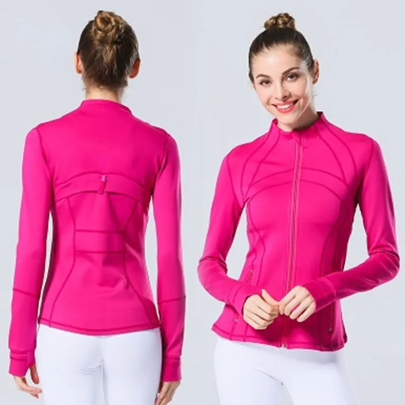 Lu-088 2022 jaqueta de yoga feminina definir treino esporte casaco de fitness esportes secagem rápida activewear topo sólido zip up moletom sportwear venda quente