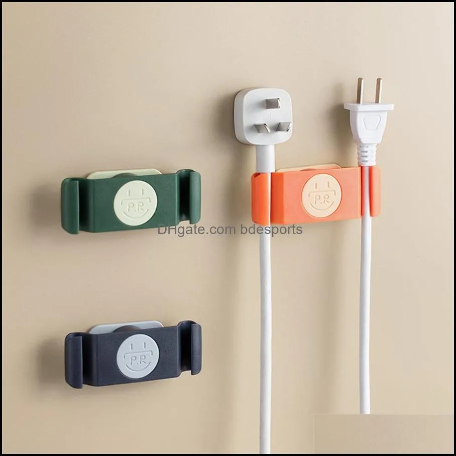Plug hook free punching strong glue hook kitchen wall hanging storage power cord bracket holder