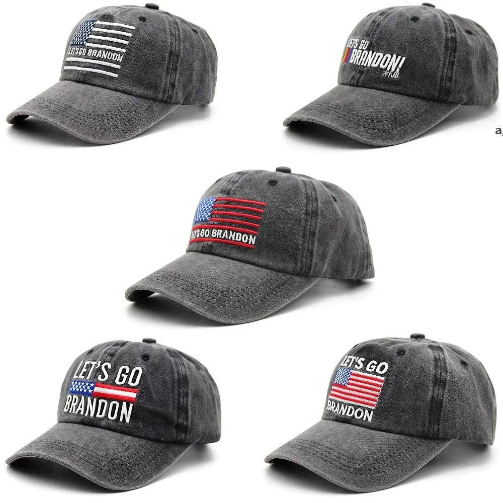 Laten we Go Brandon Hoeden FJB Amerikaanse Vlag Party Street Hat Baseball Sunhat Snapbacks Cap Gewassen Cowboy Verstelbare Hoofddeksels Sterren ZZB14823