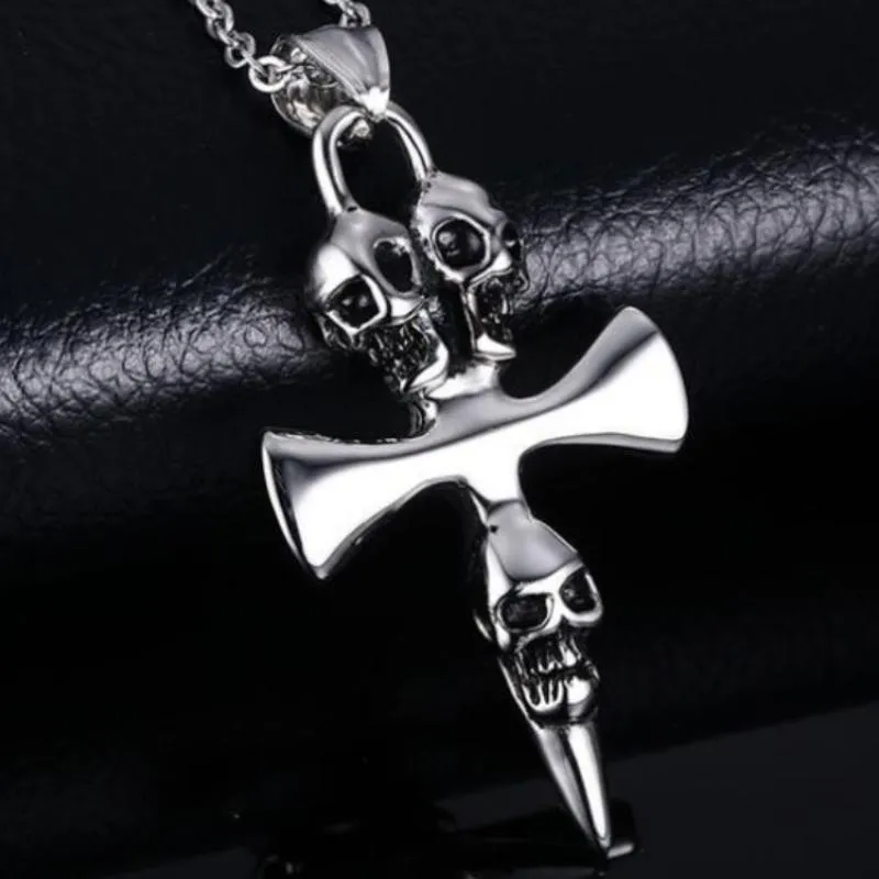 Pendentif Colliers Harajuku Croix Crâne Collier En Métal Pour Femmes Hommes Punk Party Bijoux CadeauxPendentif