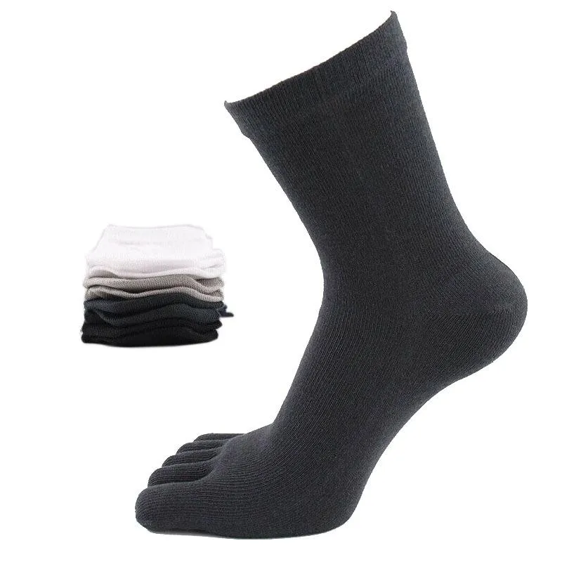 Chaussettes pour hommes paire marque affaires hommes orteil bon coton solide noir blanc cinq doigts mâle tricoté bonneterie de haute qualité SoxMen's