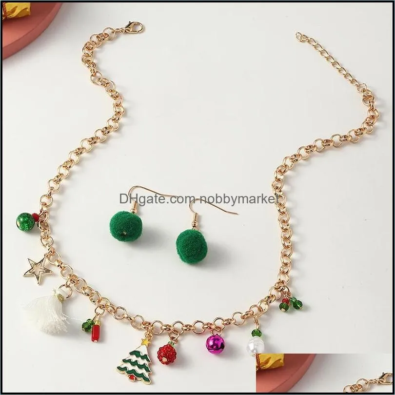 Earrings & Necklace European And American Christmas Jewelry Cartoon Multi- Tree Snowflake Holiday