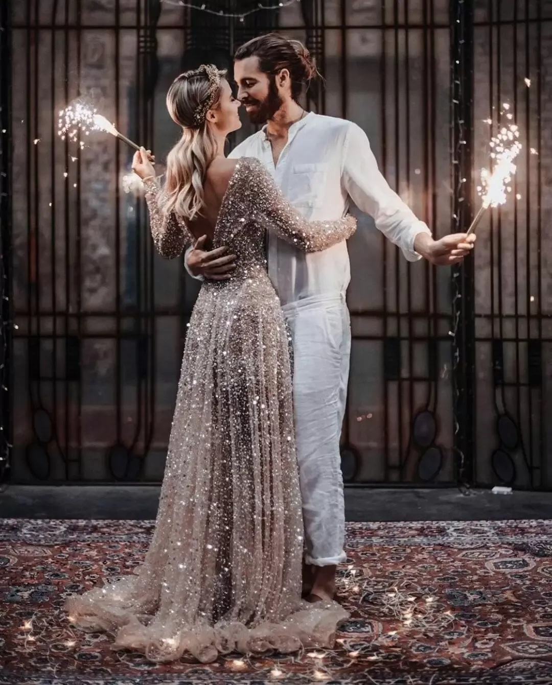 champagne sequin wedding dress Champagne
