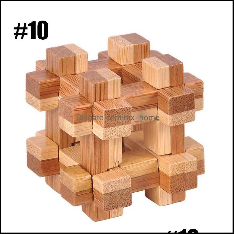 IQ Brain Teaser Kong Ming Lock 3D Wooden Interlocking Burr Puzzles Game Toy For Adults Kids