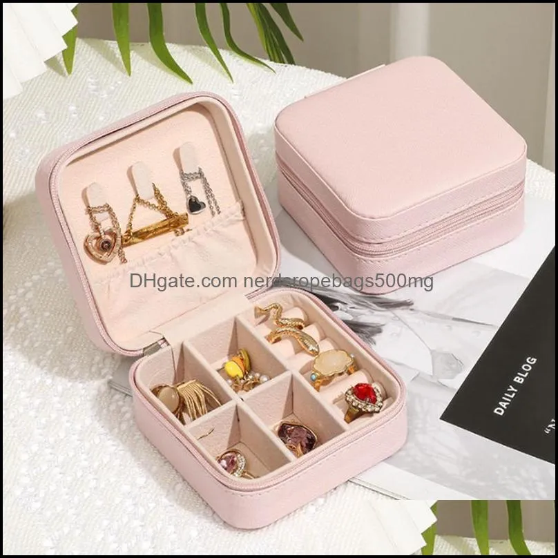 Party Gift packing box Zipper PU Leather Travel Jewelry Storage Box Rings Earrings Necklace Organizer RRE13763