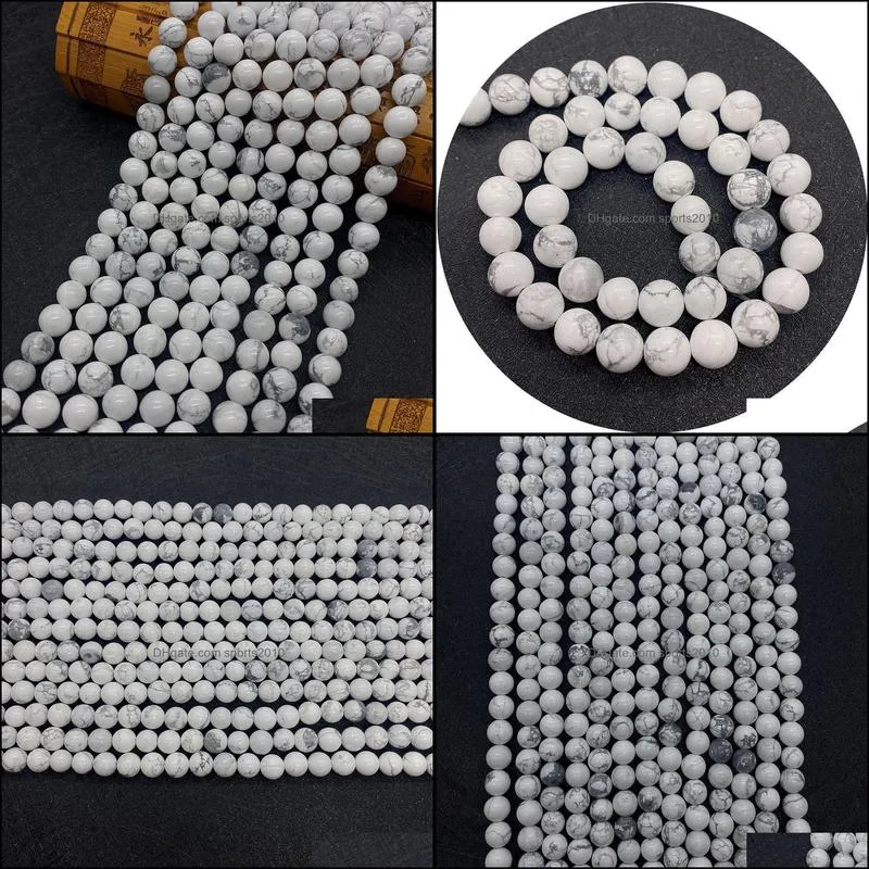 natural stones 6mm 8mm 10mm loose white turquoise stone beads string diy bracelet accessories wholesale jewelry making sports2010