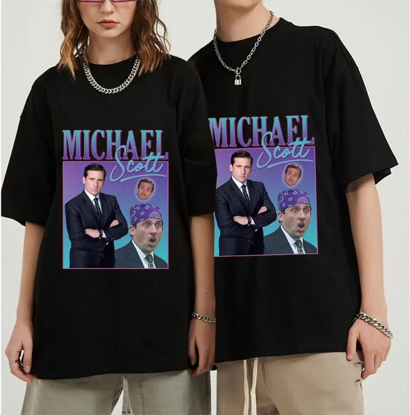Camisetas masculinas Michael Scohomage The Office Men THISHS TV Serie Dwight Schrutejim Halpert Tees Cotton Topsmen de manga corta