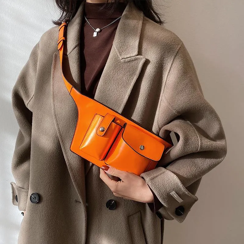 Designer Cross Body midjepåse Luxury Messenger Bag for Women Satchel Handväska Justerbara axelband Key Ring Solid Color HBP