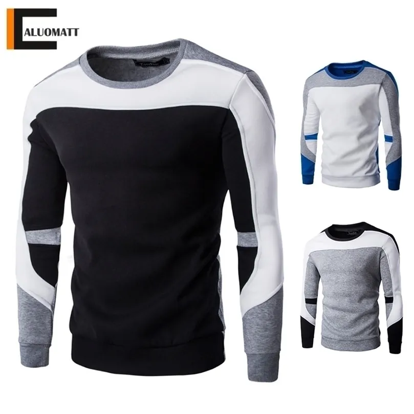 Mäns Sweatshirt Casual Fashion Hoodies Slim Fit Pullover Man Långärmad Streetwear Patchwork Quality Sweatshirts 220406